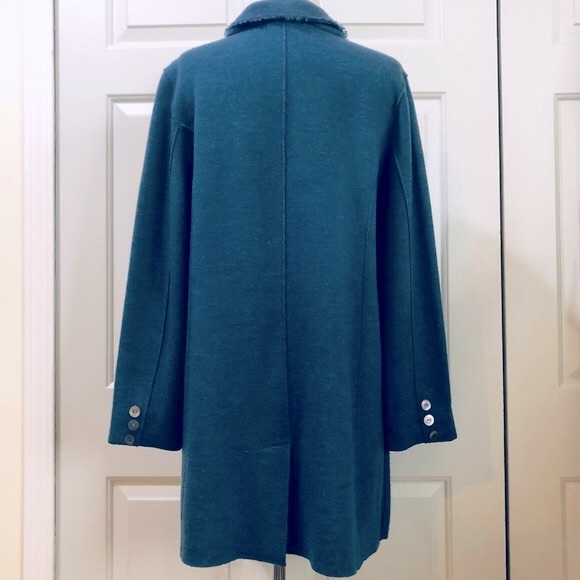Eileen Fisher Boiled Wool Pockets Teal Color Jacket Coat Size Large - Picture 6 of 14